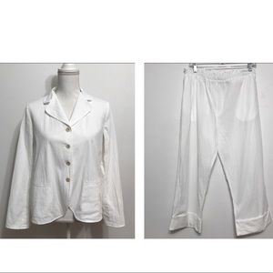 Bamford England White Two-Piece Pant & Blazer Set